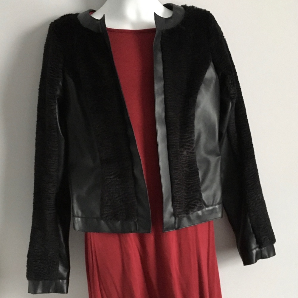 Black faux leather Sherpa  jacket